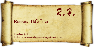 Remes Héra névjegykártya